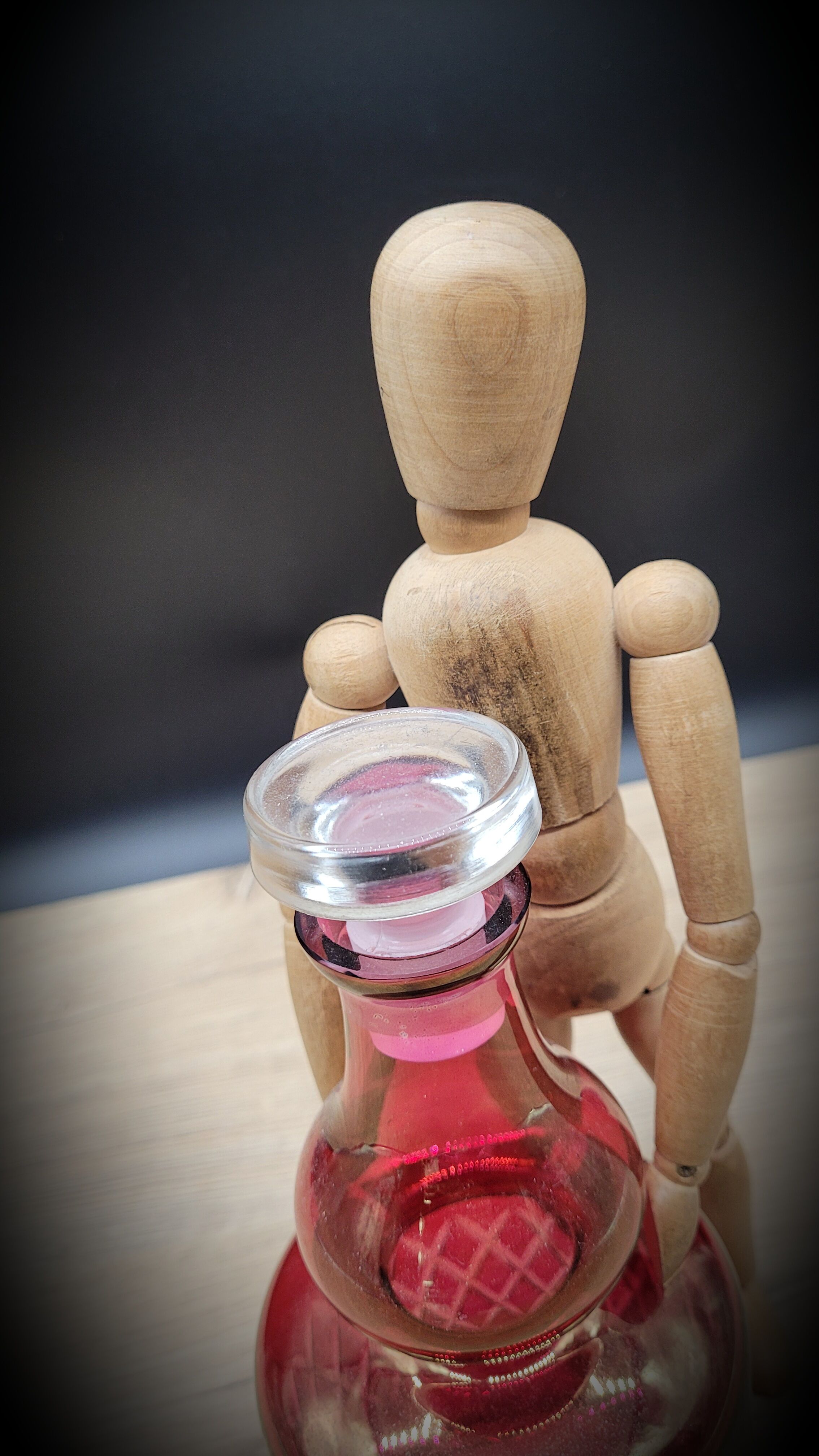 Red chiseled decanter
