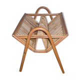 Magazine rack Wicker rattan of the 1970s vintage