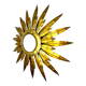 Applique florale soleil brutaliste, métal doré, Italie, 1970