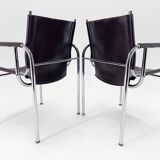Pair of 1970s Vintage Hans Eichenberger Leather & Chrome Lounge Chairs, Labeled