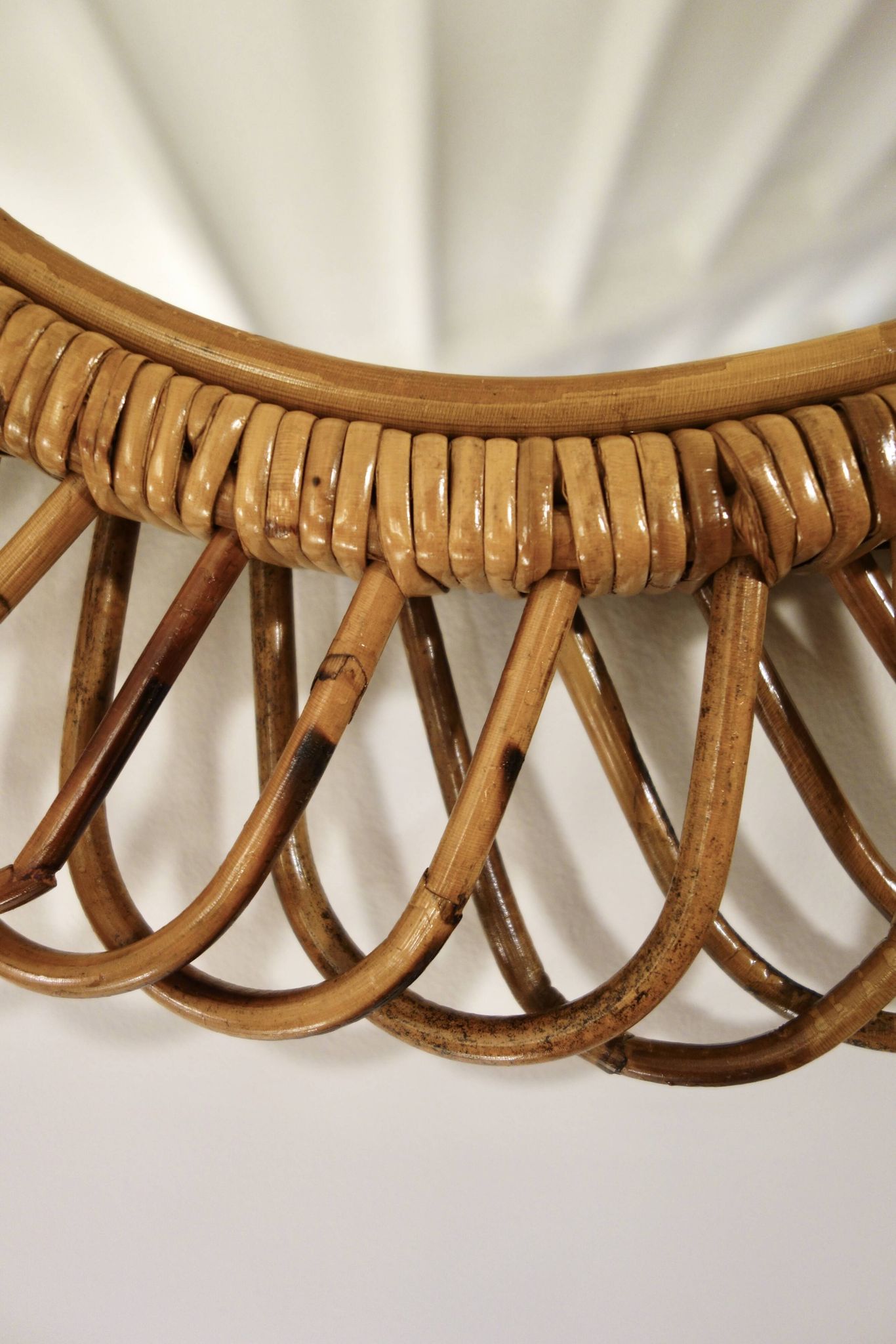 Rattan and bamboo mirror attributed to Franco Albini, Italy 1960's