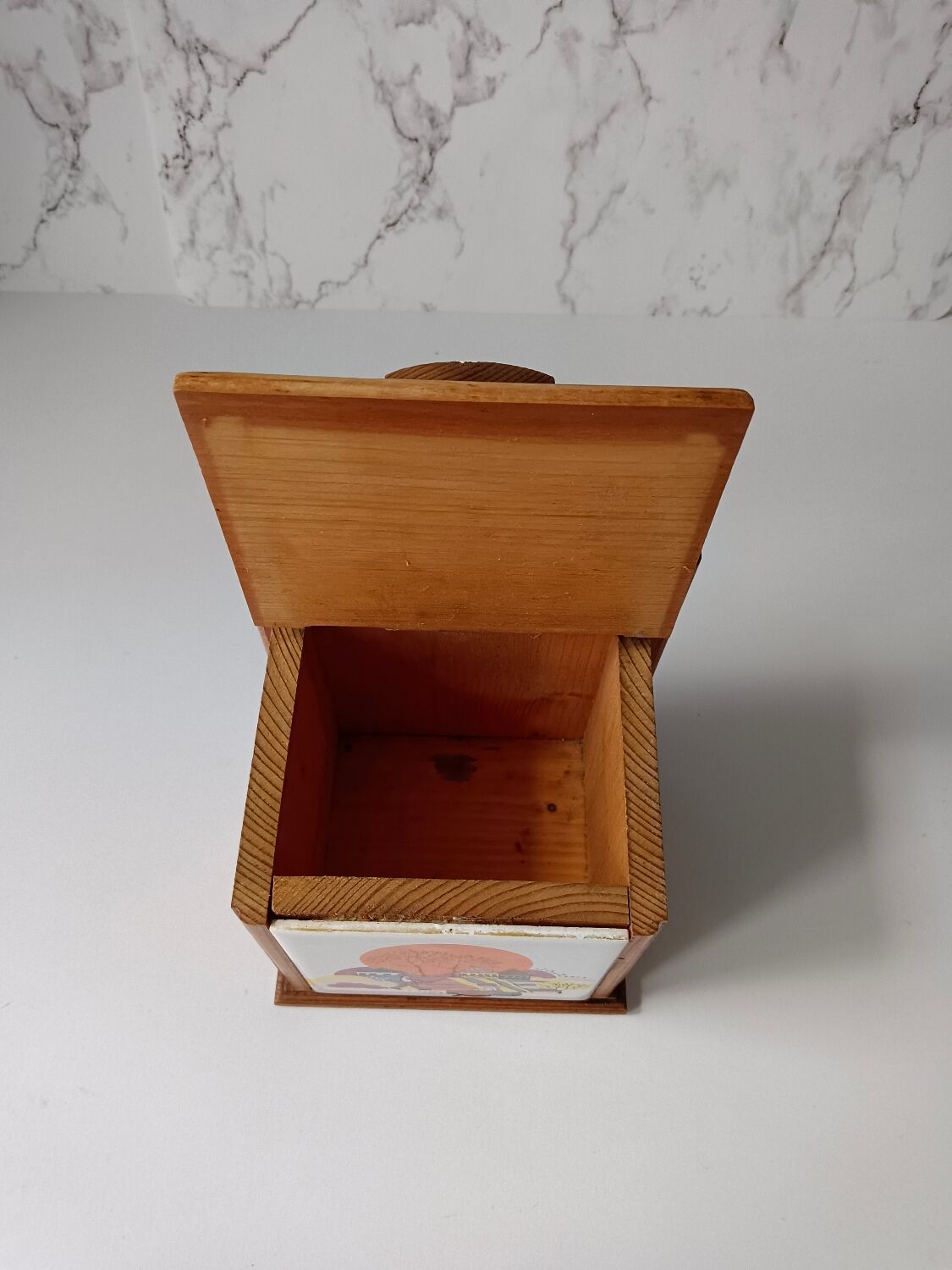 Wooden spice box and wall ceramic