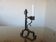 Brutalist candlestick in blackened wrought iron from the 1940s-50s.