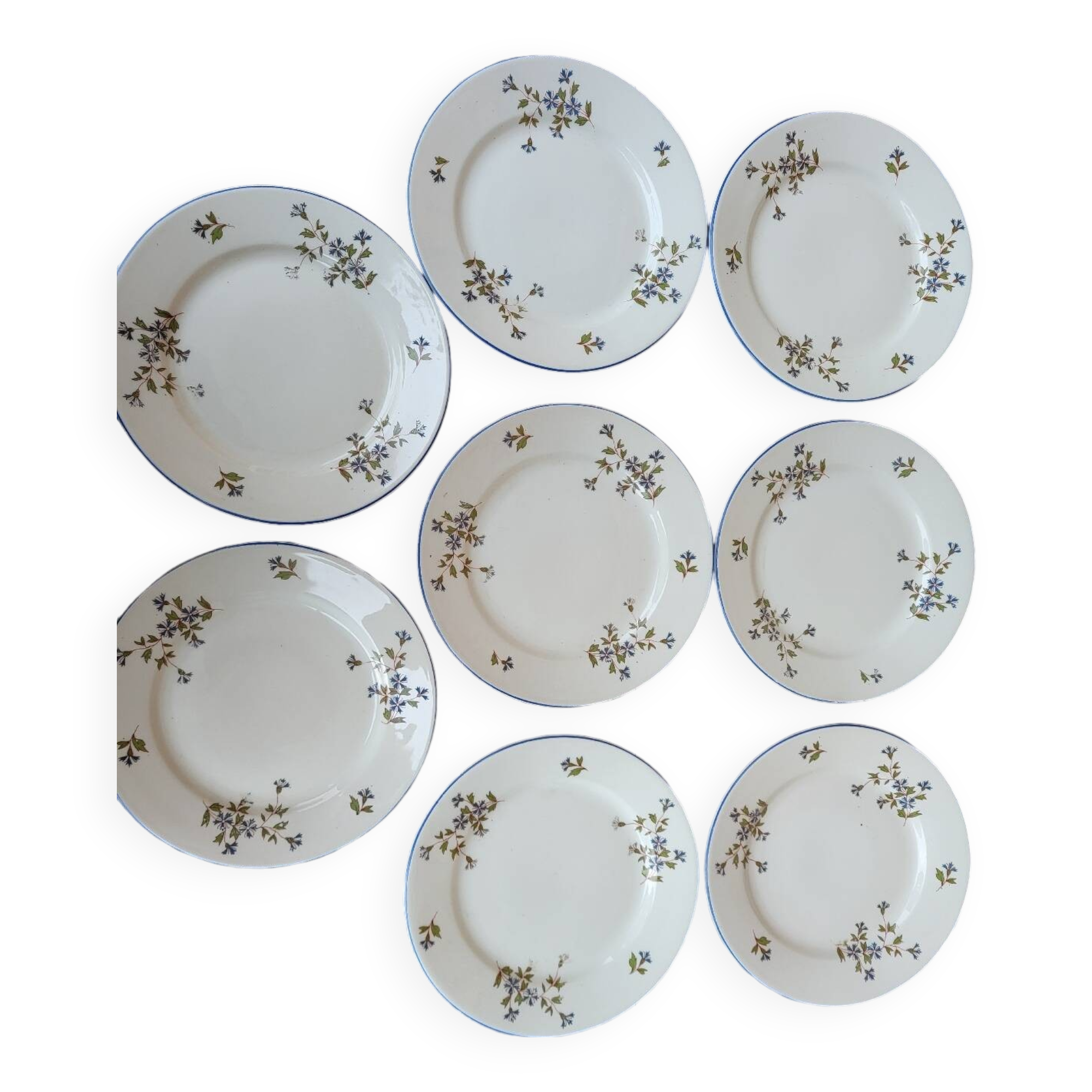 8 MEHUN porcelain dessert plates with barbel decoration