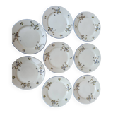 8 MEHUN porcelain dessert plates with barbel decoration
