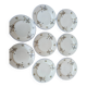 8 MEHUN porcelain dessert plates with barbel decoration