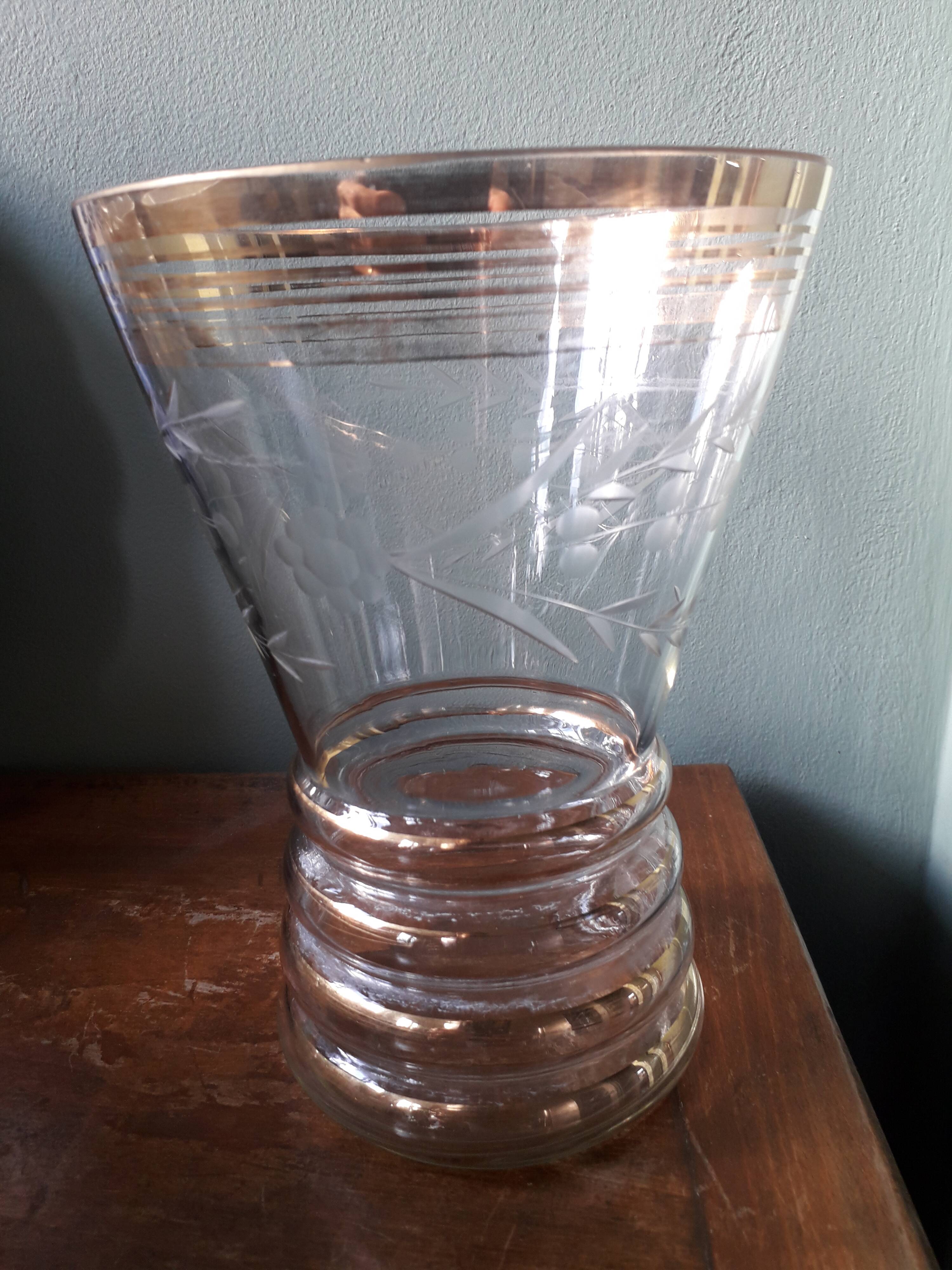 Vintage vase from the 70s in chiseled glass