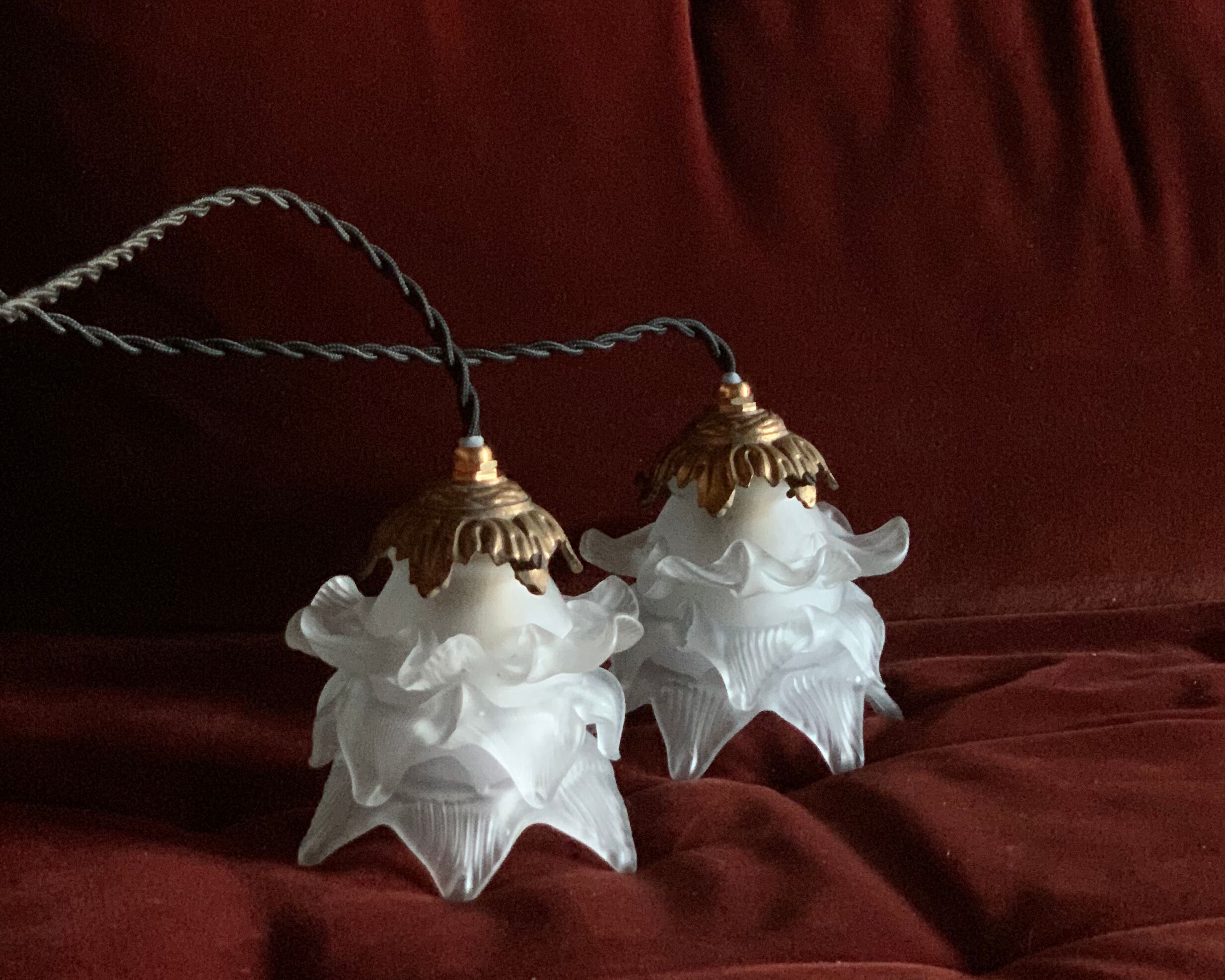 Duo of walking roses glasses Art Deco