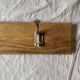 Vintage wooden wall coat rack - 3 chrome metal hooks