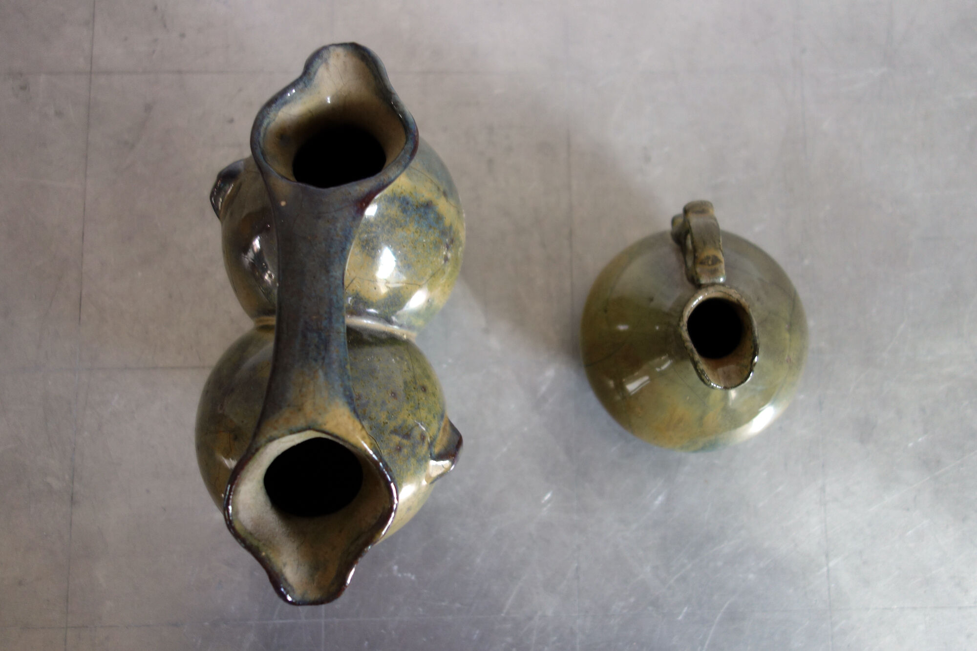 2 vintage glazed ceramic vases, Greece