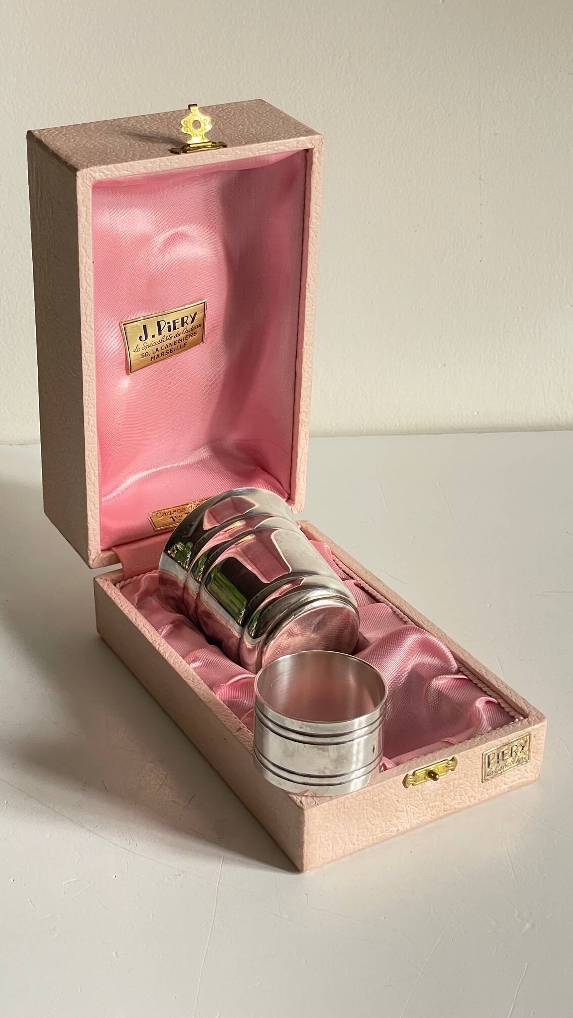 Silver-plated glass and napkin ring by UDNER