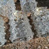 Set of 5 vintage molded glass globe suspensions