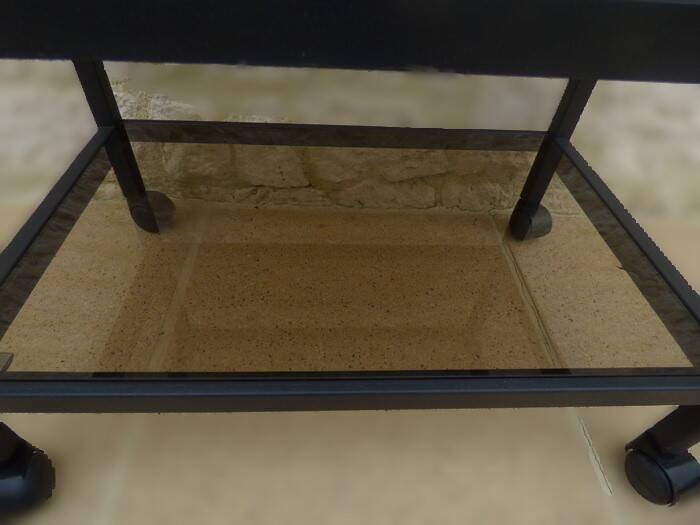 Erard design brand modern serving table with glass shelves and aluminum structure