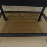 Table desserte moderne de marque erard design à étagères en verre et structure aluminium