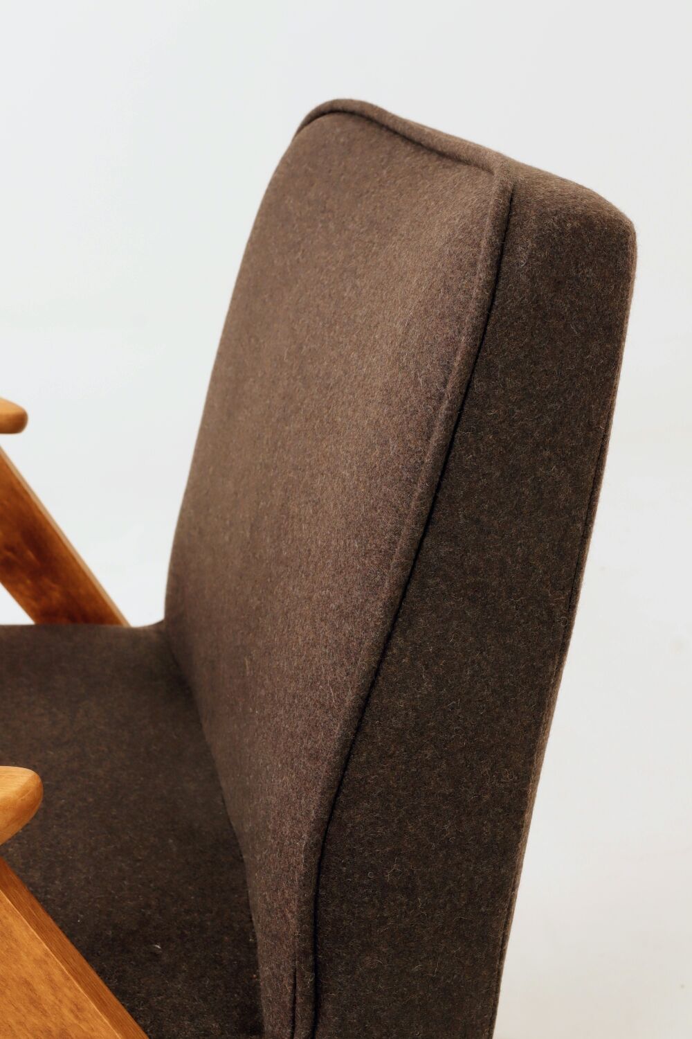 Vintage Lounge Chair Dark Cacao Wool Upholstery