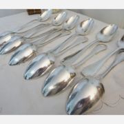 12 couverts de table 24p en métal argenté Alfenide Christofle Modèle Pompadour