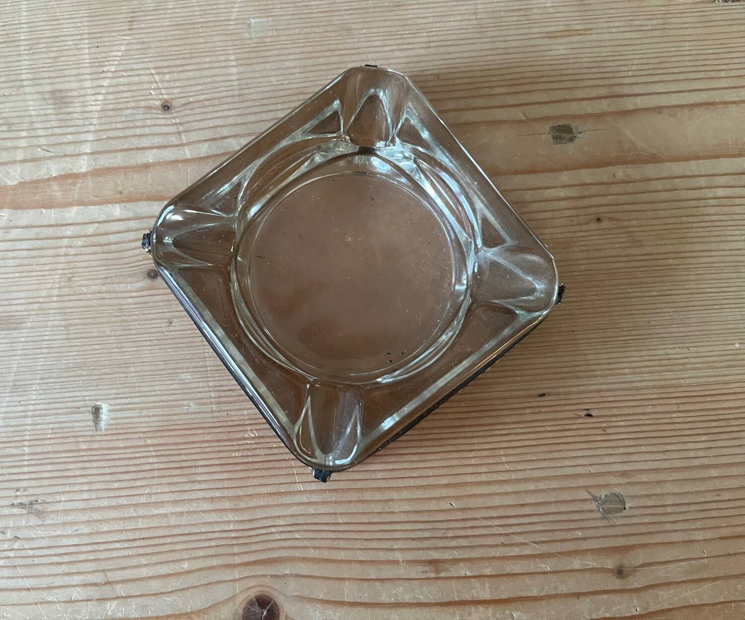 Empty pocket/ashtray in glass and leather