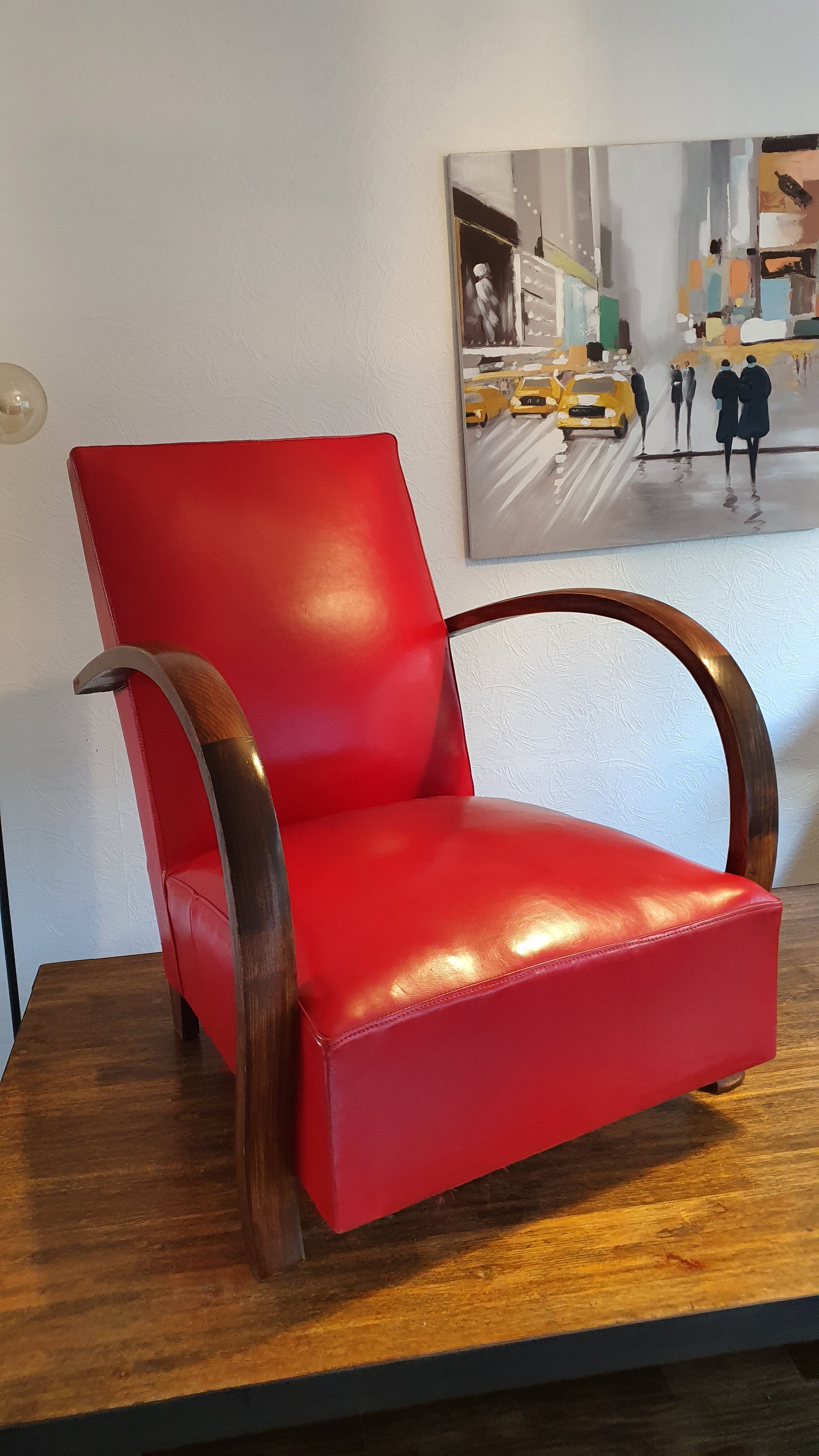 Armchair art deco skaï red
