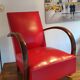 Fauteuil art deco skaï rouge