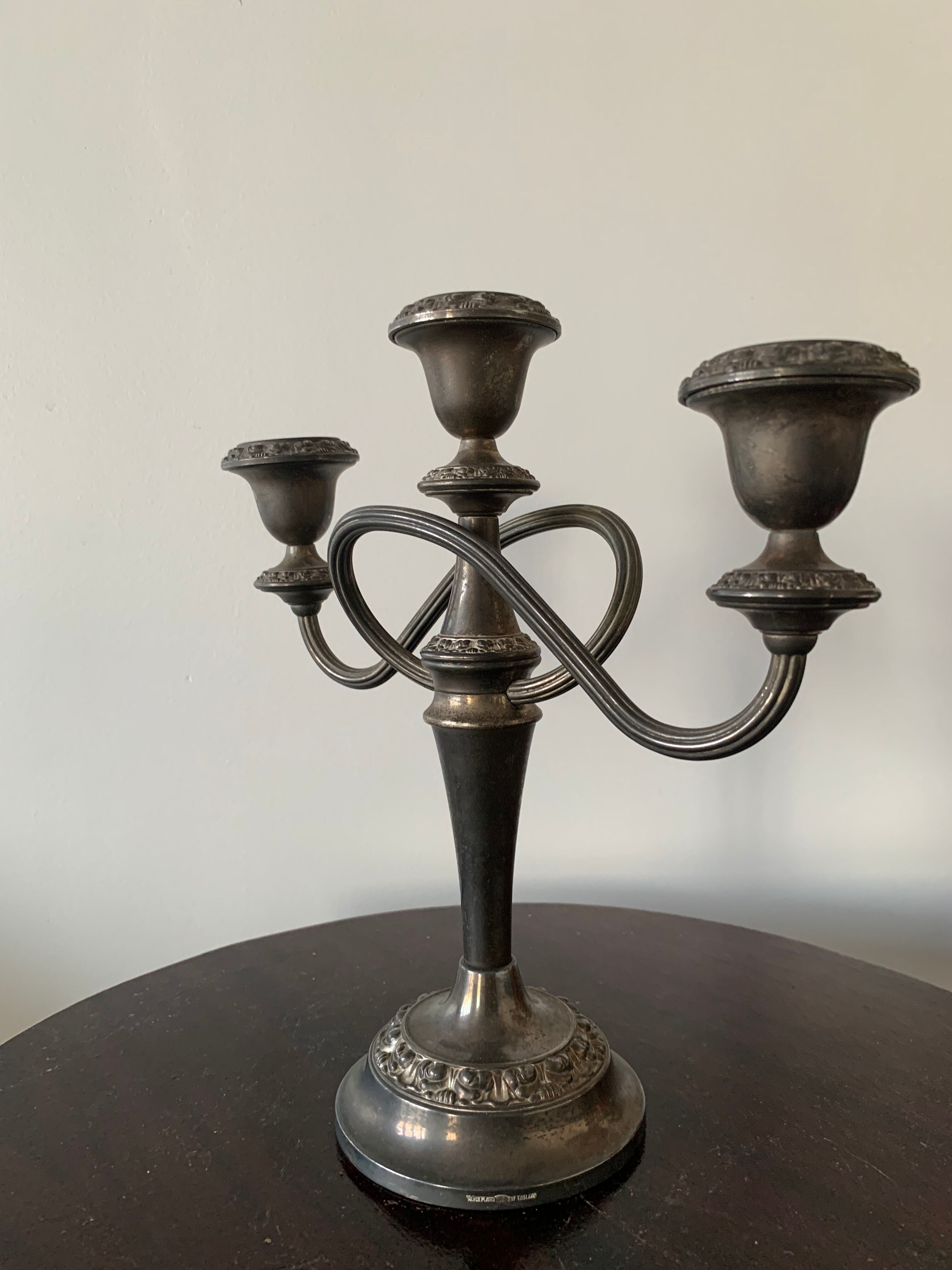 Bougeoir, silver metal candelabra