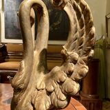 Ittalian Artist, Empire Period Decorative Swan Sculptures, 1800s, Giltwood, Set of 2