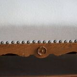 Sculptural 2-seater canapé in oak and wool, Danish "Skønvirke" style, 1920s.