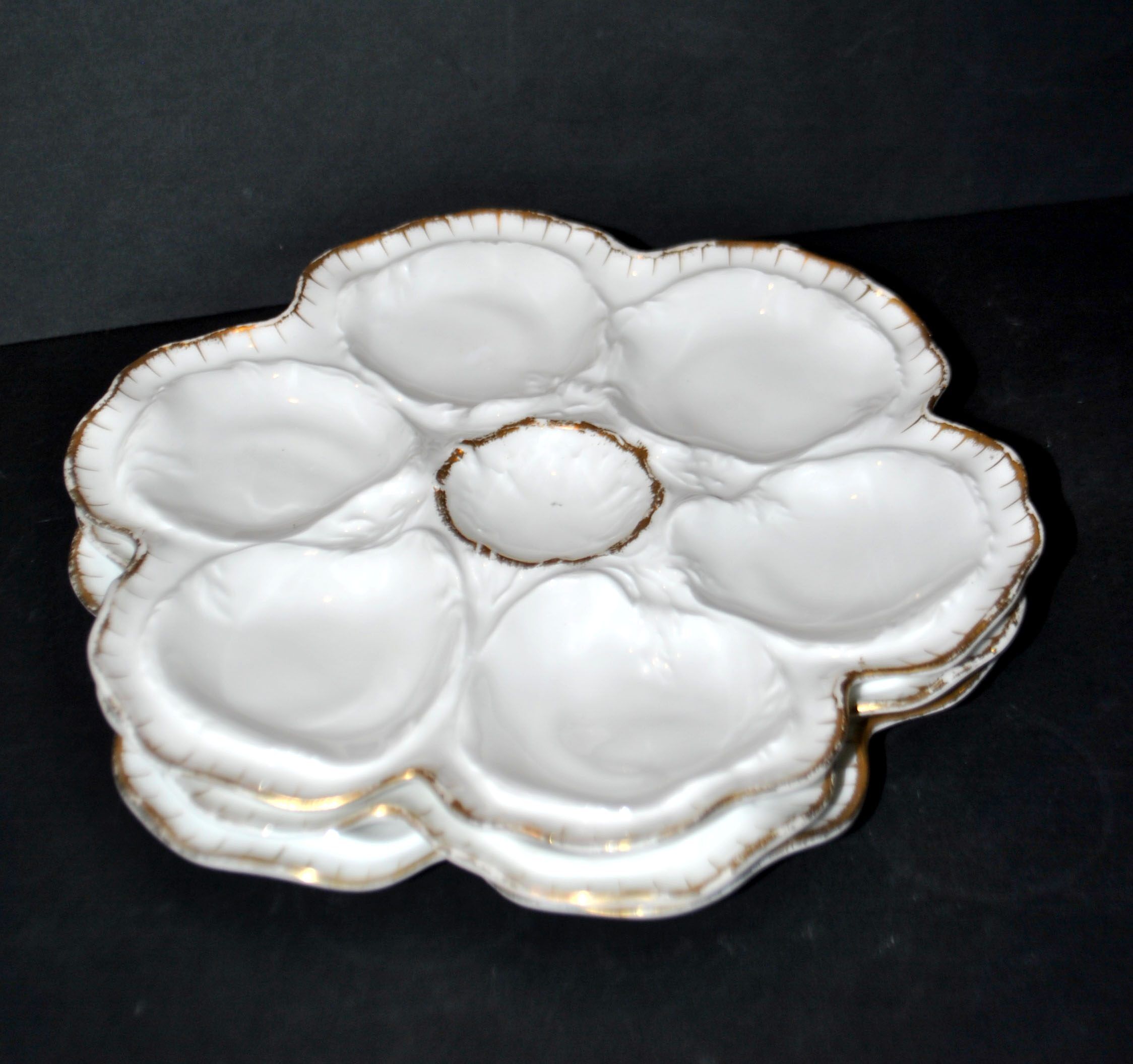 3 Limoges porcelain oyster plates
