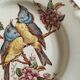 Pair of bird plates in iron earth Lunéville chickadee