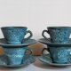 4 vintage fat lava ceramic cups