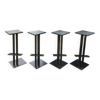 Set of 4 bar modernist 80s stools