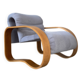 Midcentury modern curvy wavy lounge chair by Jan Bocan, Czech 1970s