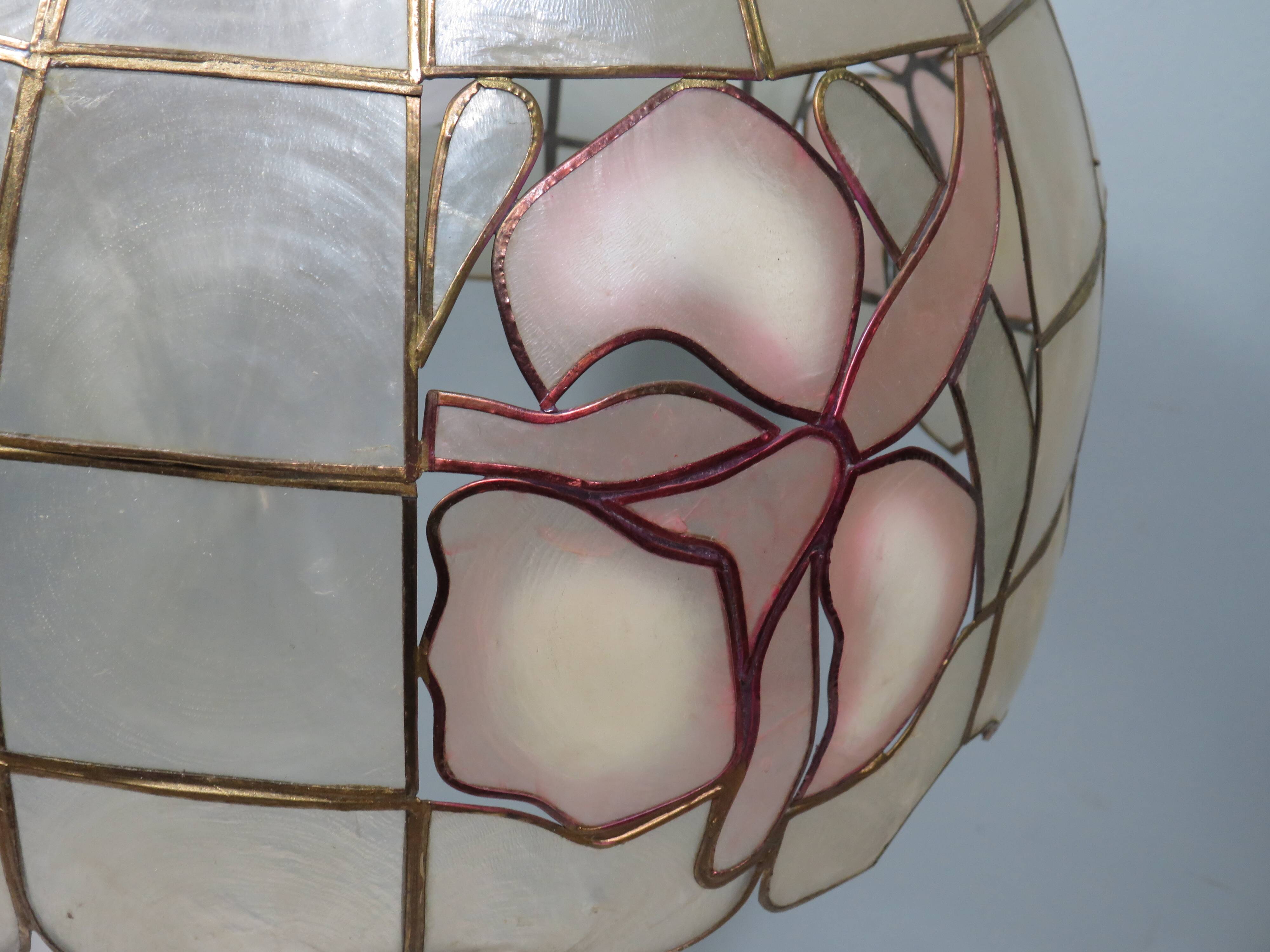 Large vintage capiz pendant light