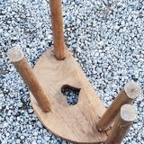 Pair of shepherd's stools in tripod oak décor in the heart