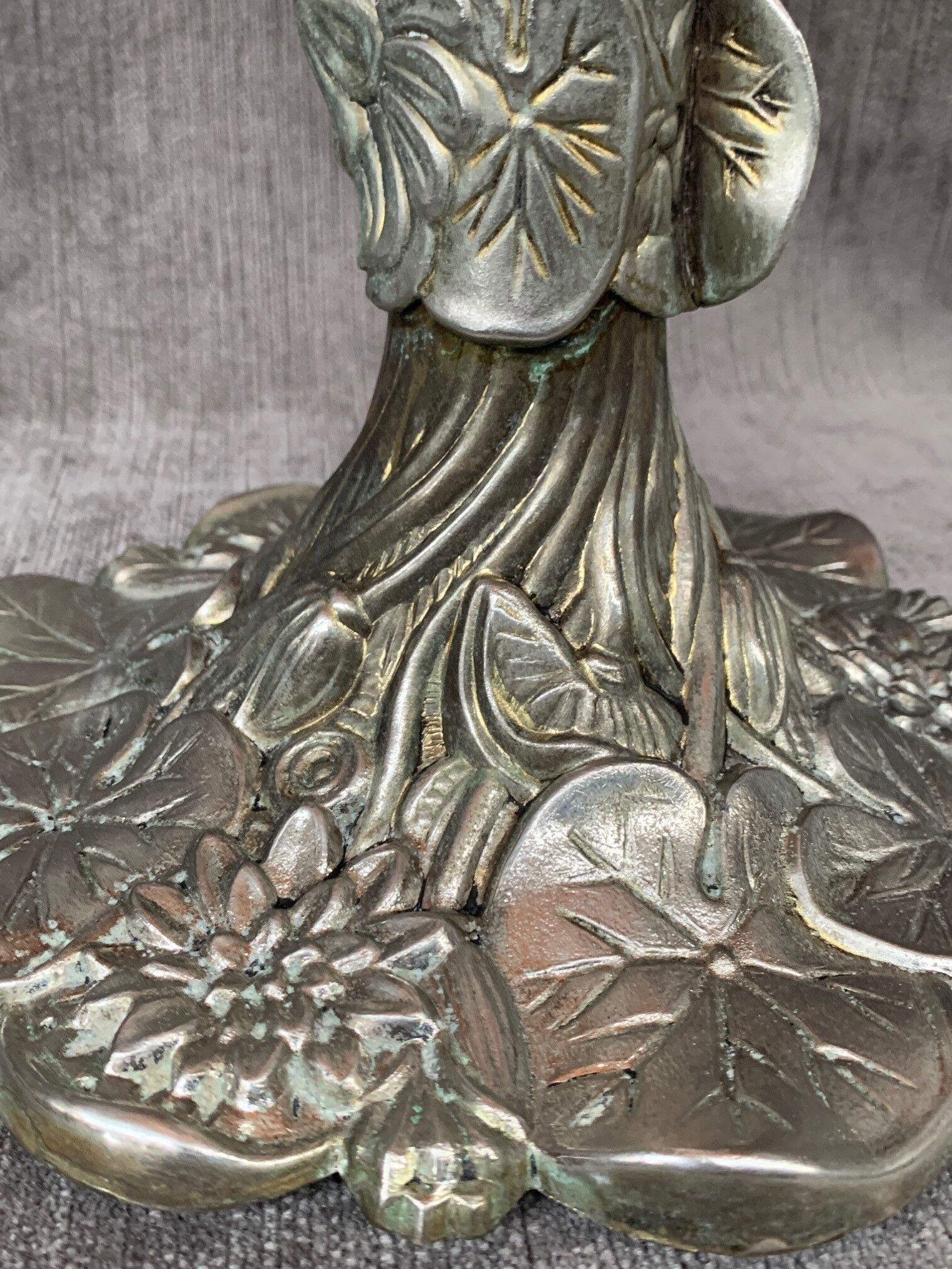 Art Nouveau style lamp, silver bronze