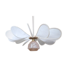 Suspension fleur 12 pétales en lin et rotin et globe verre de Clichy