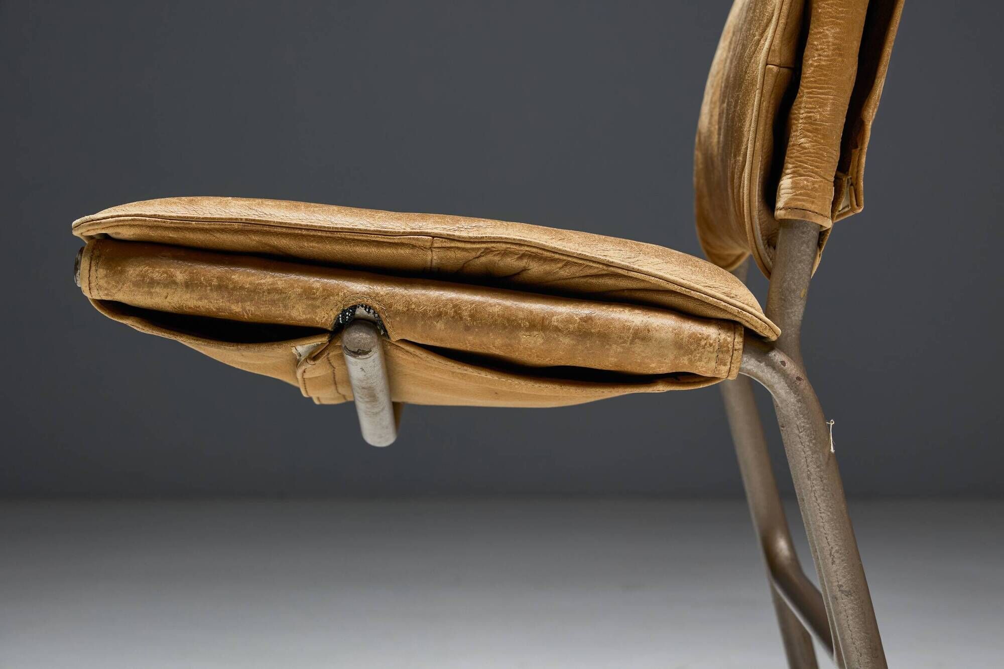 Leather & Steel Dining Chair by Raymond Rombouts, Belgium, 20th century