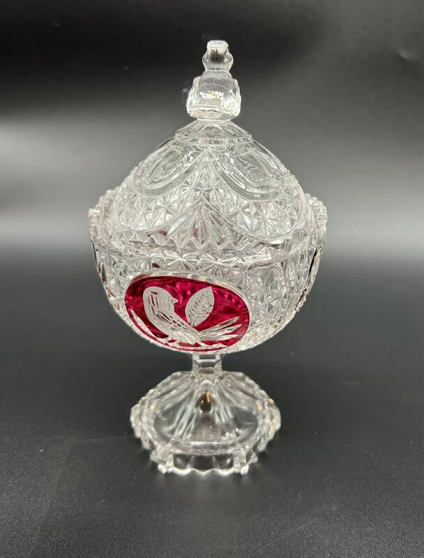 Hofbauer Crystal Candy Box - "Ruby Birds" Model