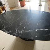 Marble dining table nero marquina 1970 vintage italy