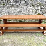 Monastery table and its two benches in solid oak 1950