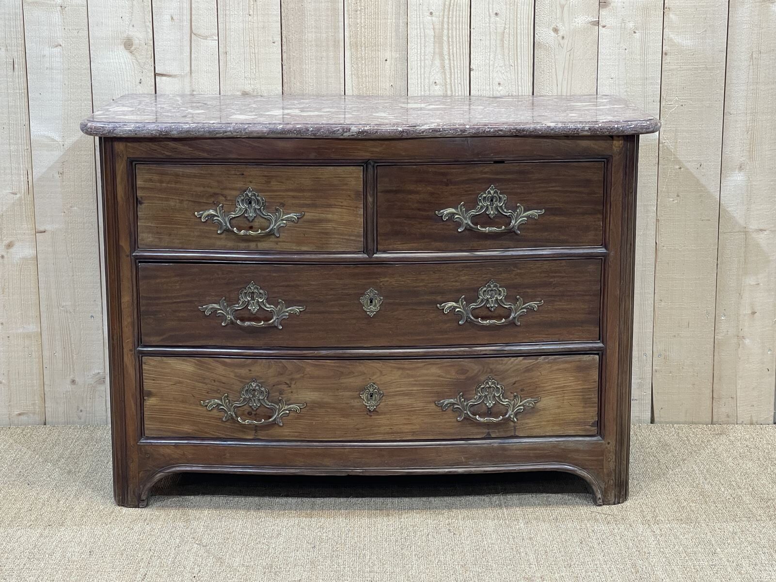 Regency period chest of drawers in amaranth and marble top - 18th century