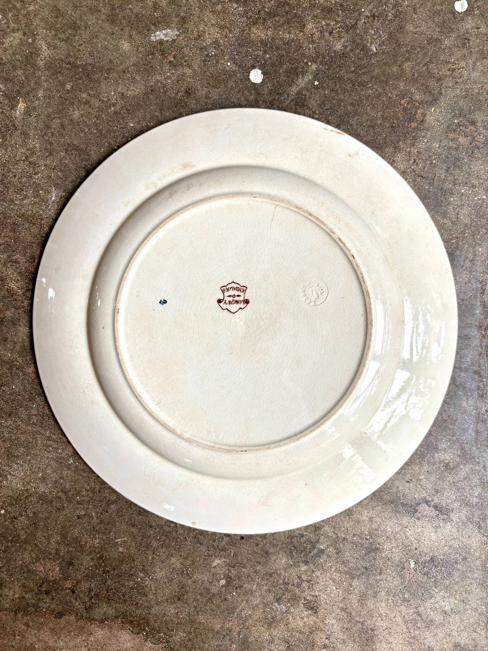 Longwy round dish in brown ironstone, "Andalous" service