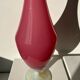 Vintage pink opaline glass vase, white foot h: 53cm