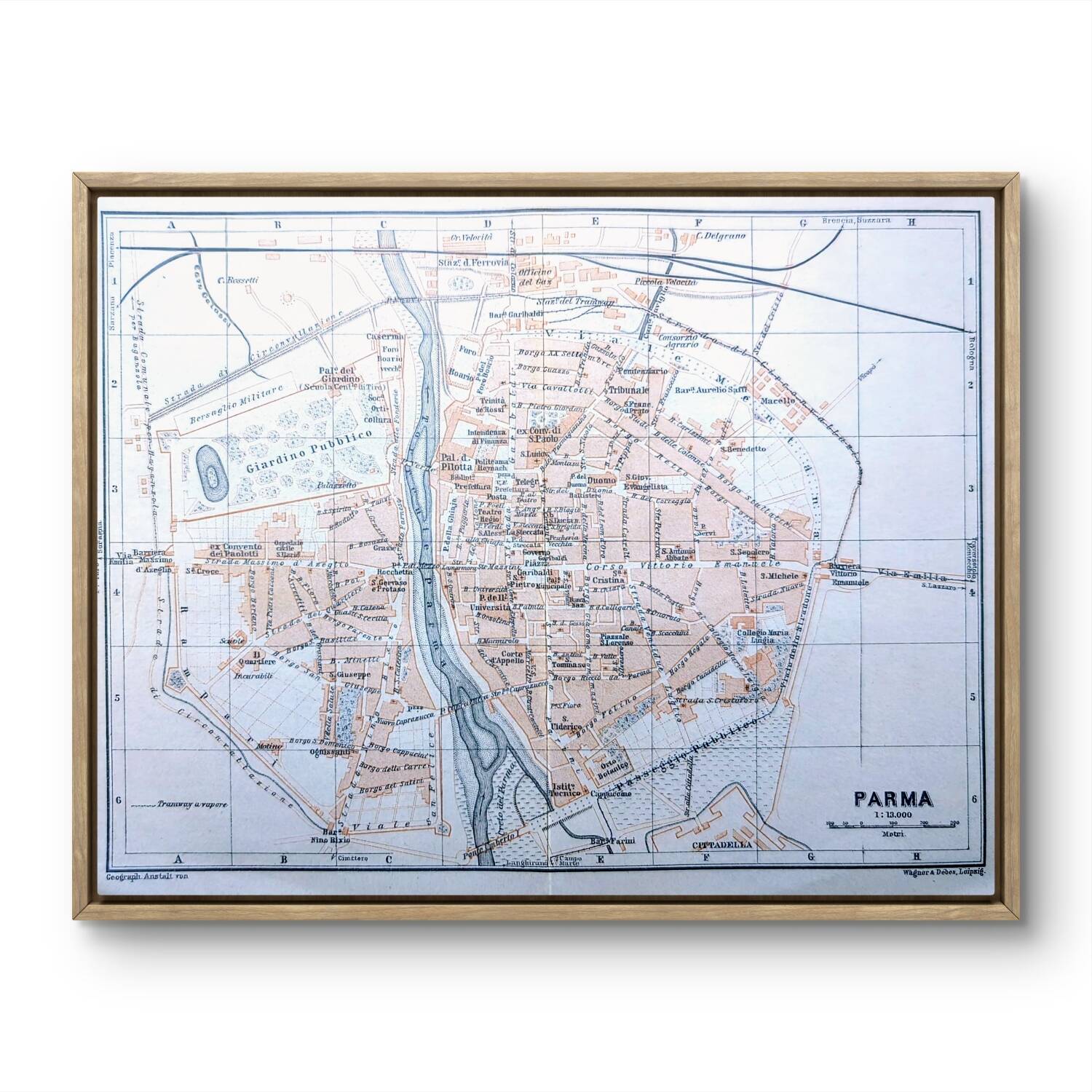 Printed in 1909, map of Parma, Italy