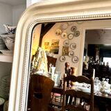 Classic mirror in carved and ecru beaded wood