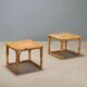 Vintage coffee tables in walnut and bamboo, Italian design 1970s-1980s.