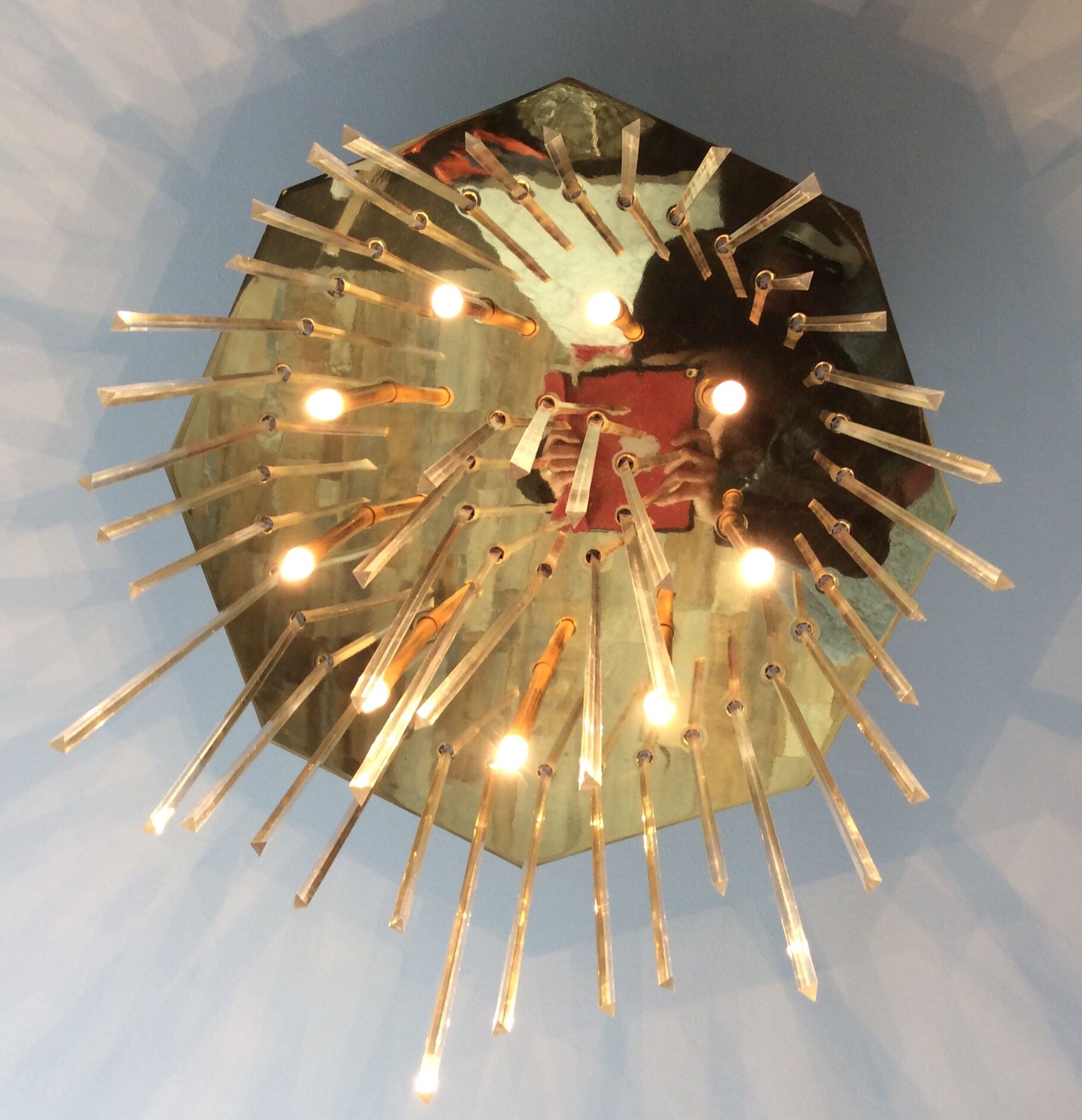 J.T Kalmar chandelier in brass and plexiglass of the 70s