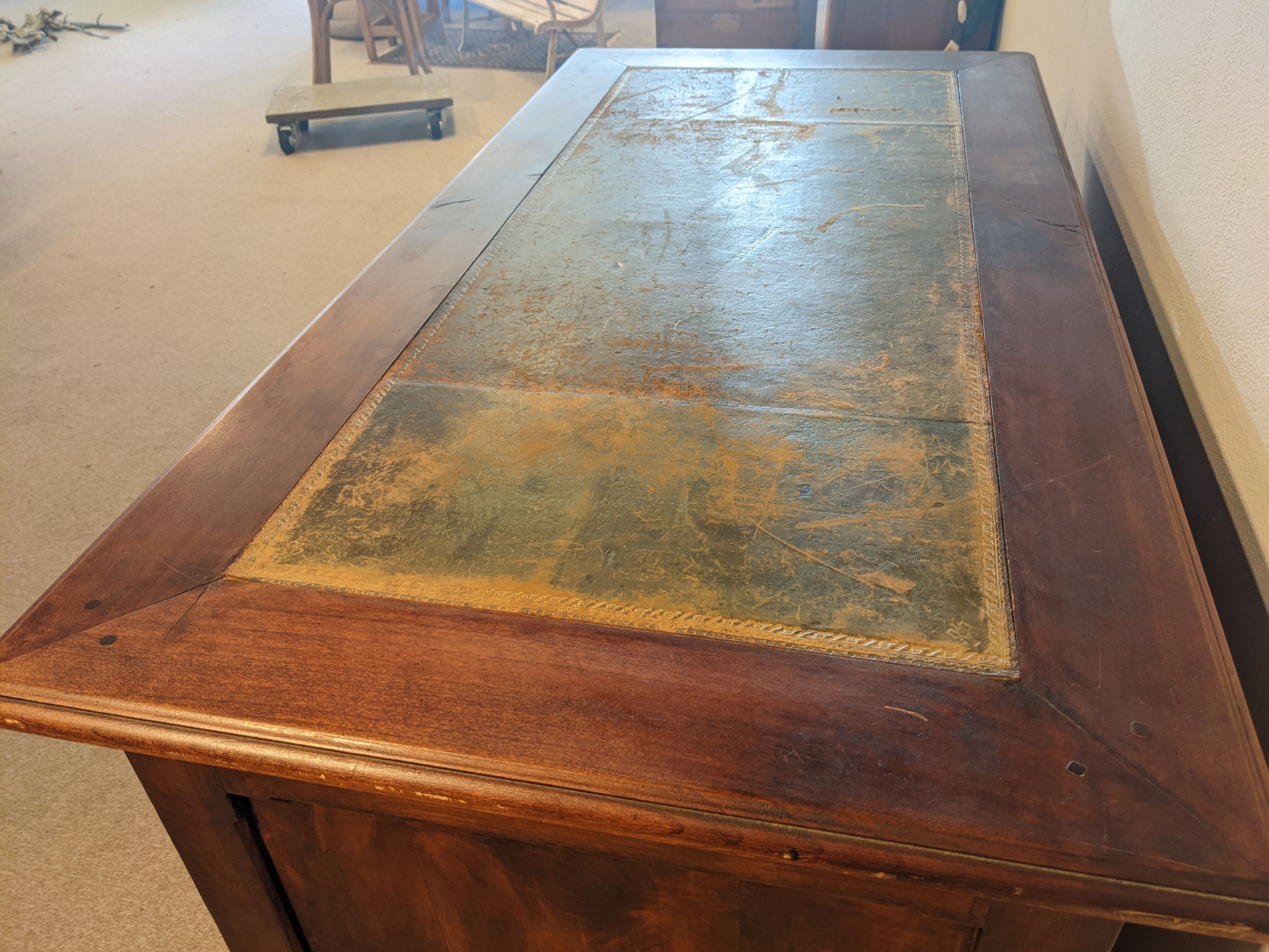 Old desk leather top