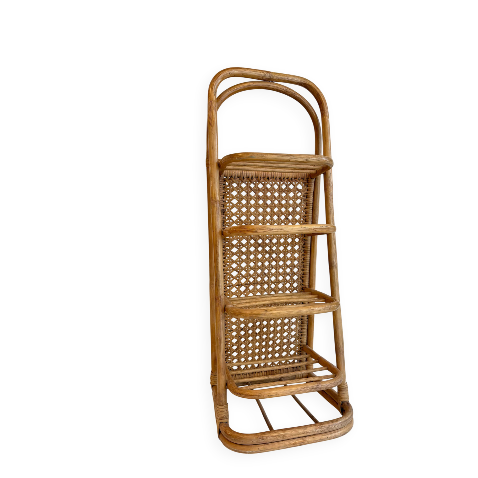 Vintage rattan and cane shelf – 1970s