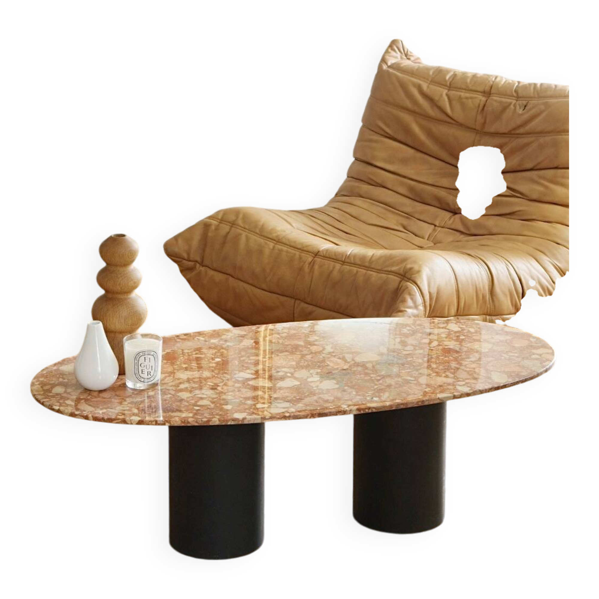 table basse marbre et pieds acier