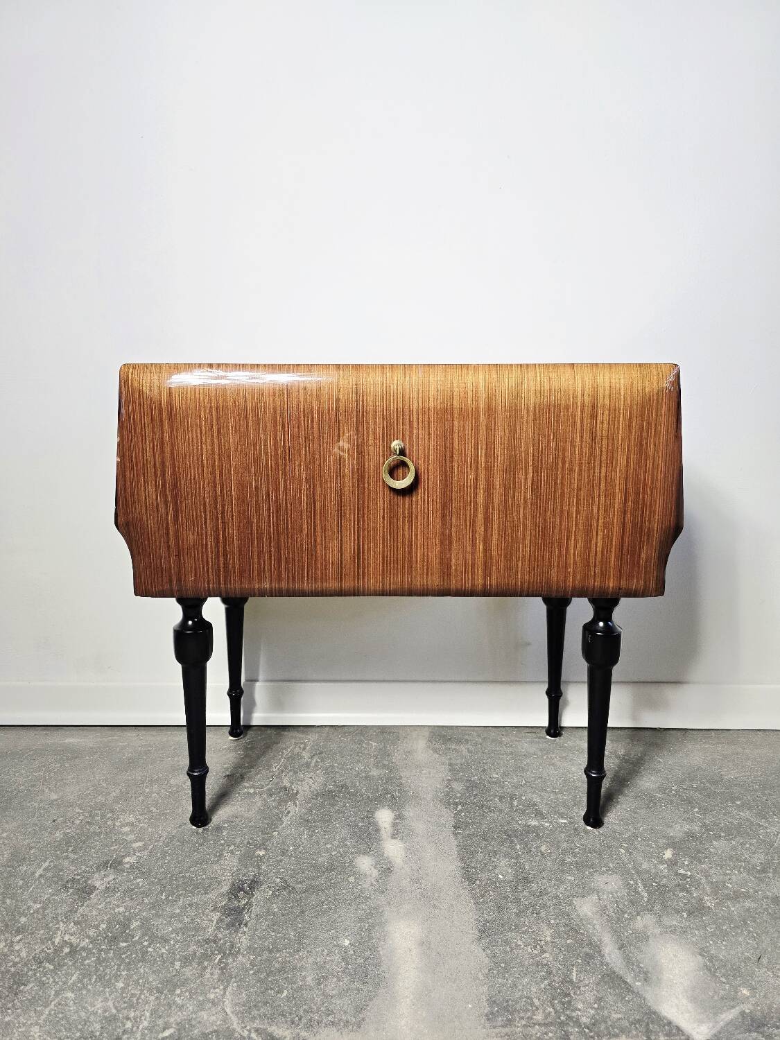 80s Italian Nightstand with Glass top